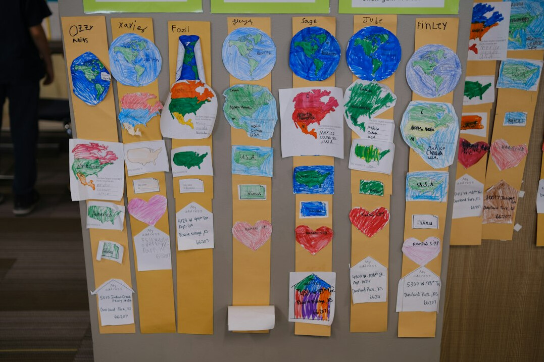 Sticky notes and diagrams on a whiteboard