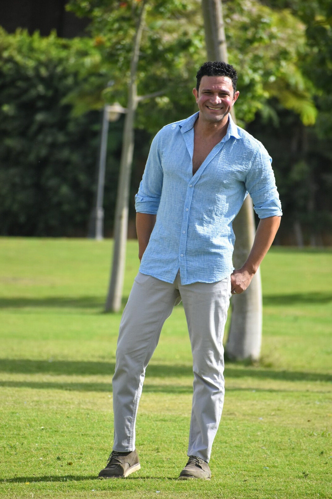 Smiling middle-aged man in a casual shirt
